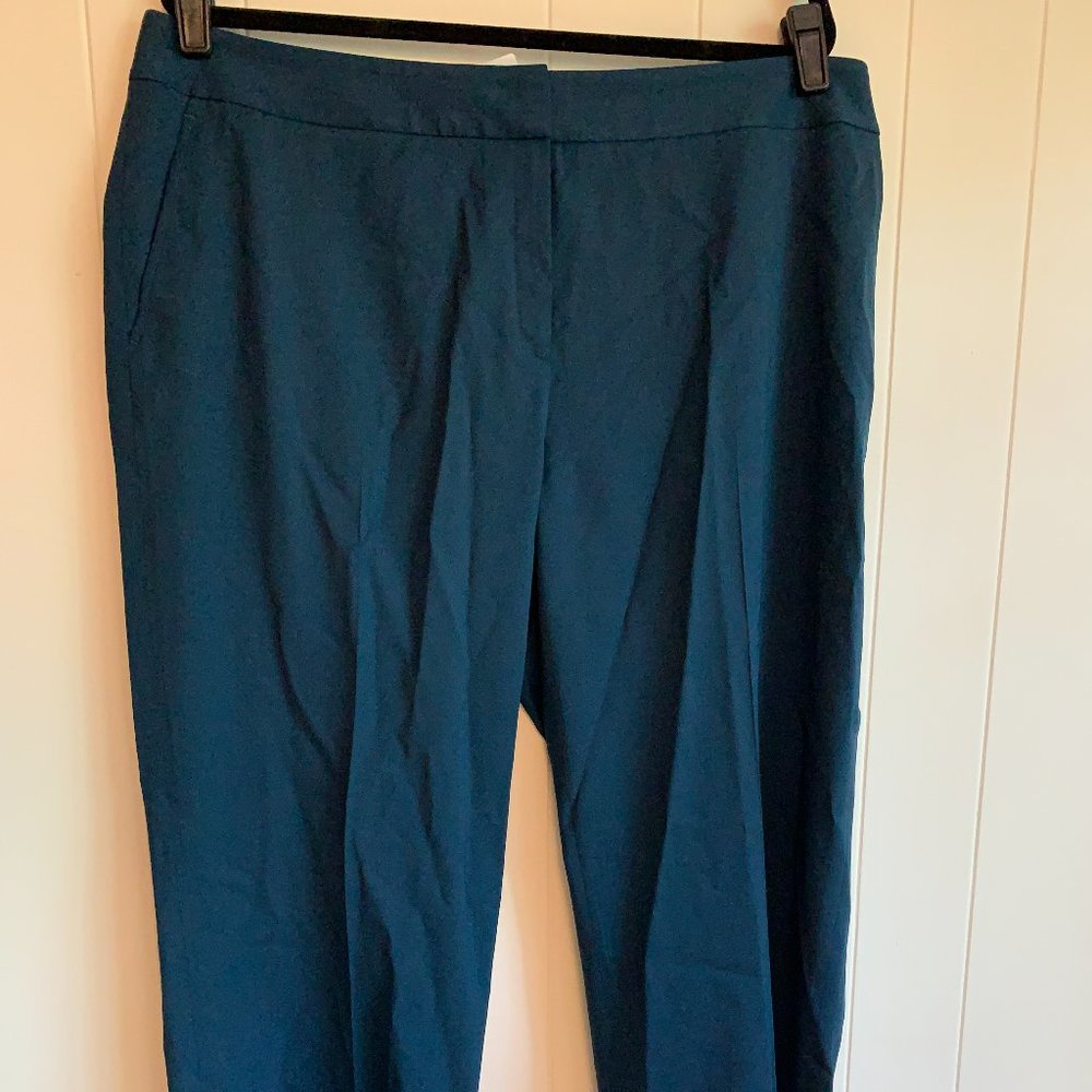 Lafayette 148 New York size 16 teal stretch wool wide leg dress pants